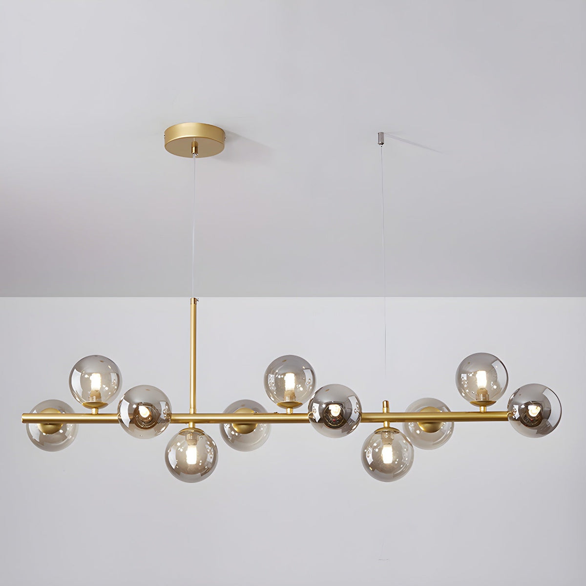 Lioroora Kronleuchter Glas Kugel Gold 12-Light