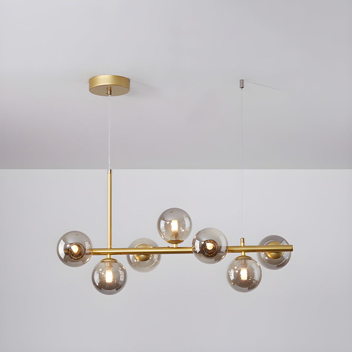 Lioroora Kronleuchter Glas Kugel Gold 12-Light
