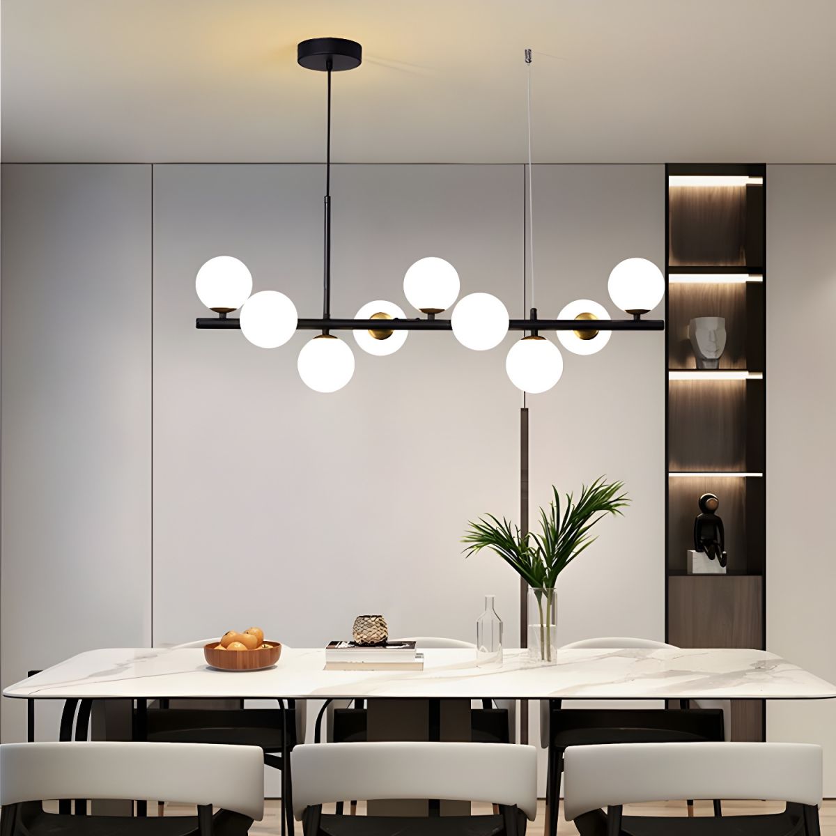 Lioroora Kronleuchter Glas Kugel Gold 12-Light