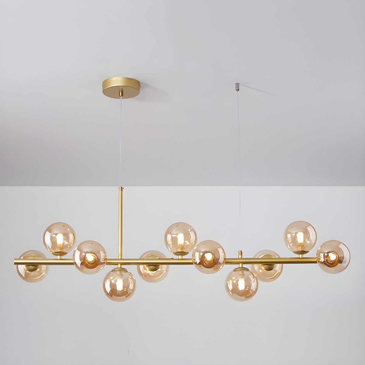 Lioroora Kronleuchter Glas Kugel Gold 12-Light