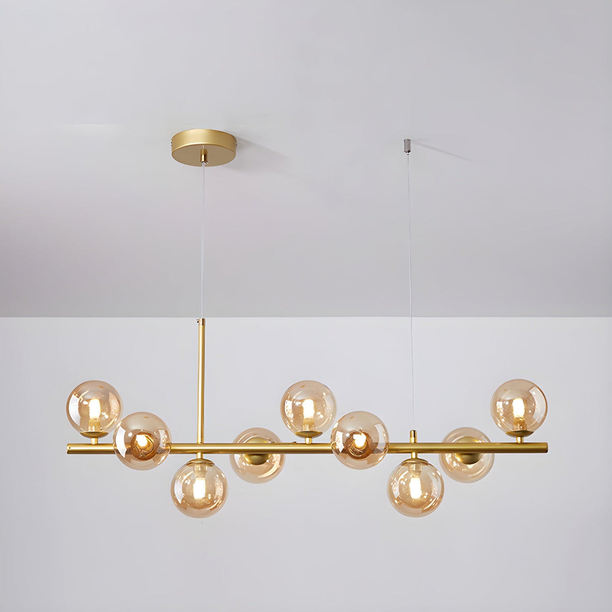 Lioroora Kronleuchter Glas Kugel Gold 12-Light
