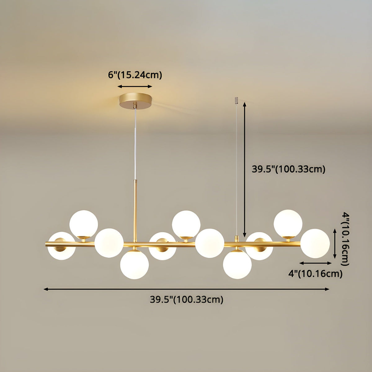 Lioroora Kronleuchter Glas Kugel Gold 12-Light