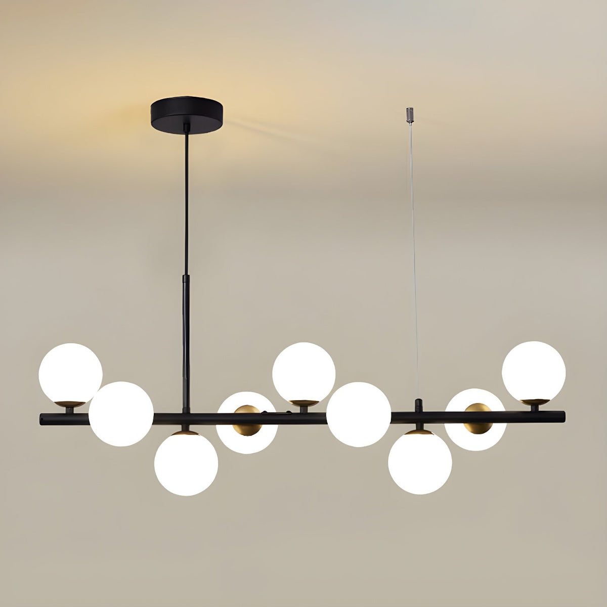 Lioroora Kronleuchter Glas Kugel Gold 12-Light
