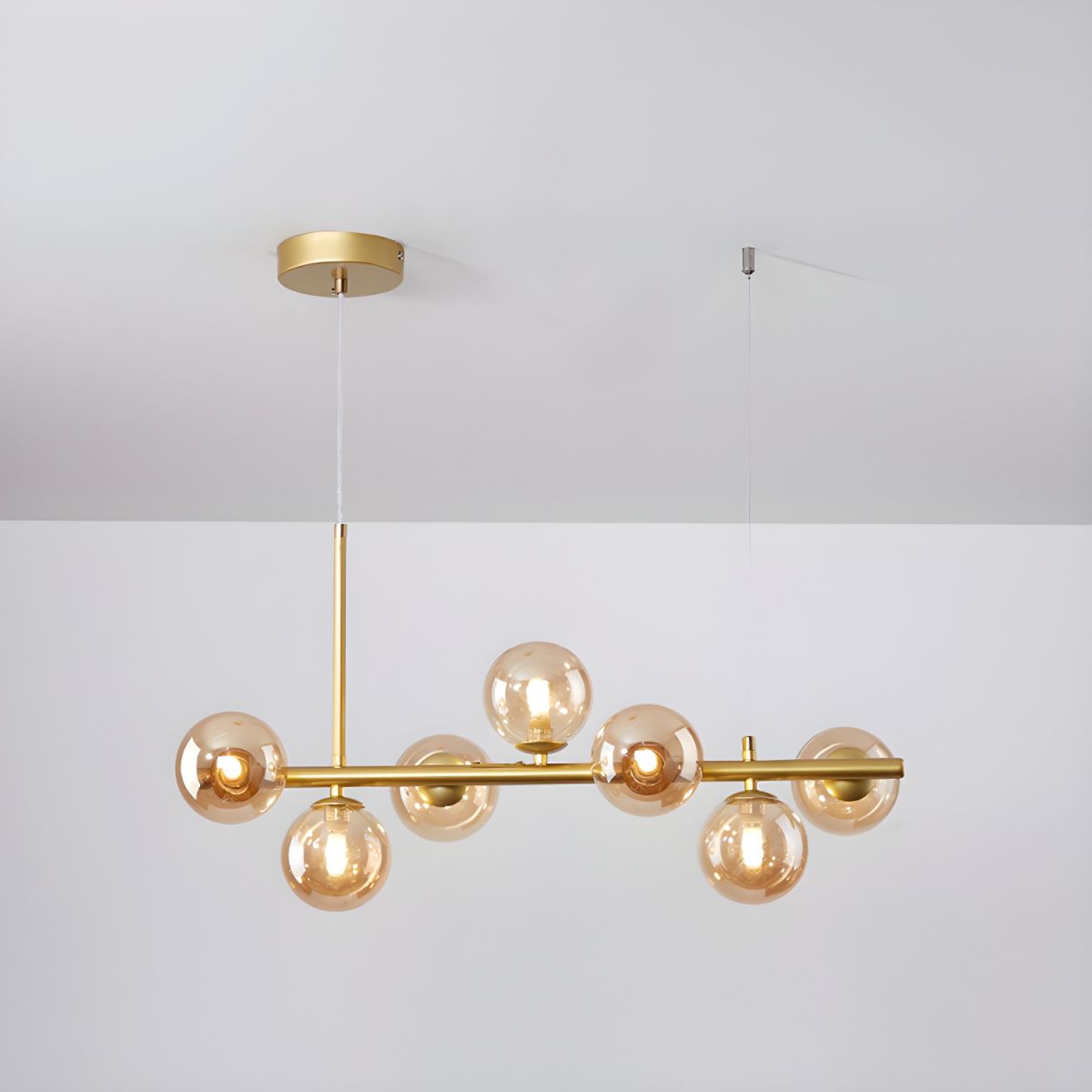 Lioroora Kronleuchter Glas Kugel Gold 12-Light