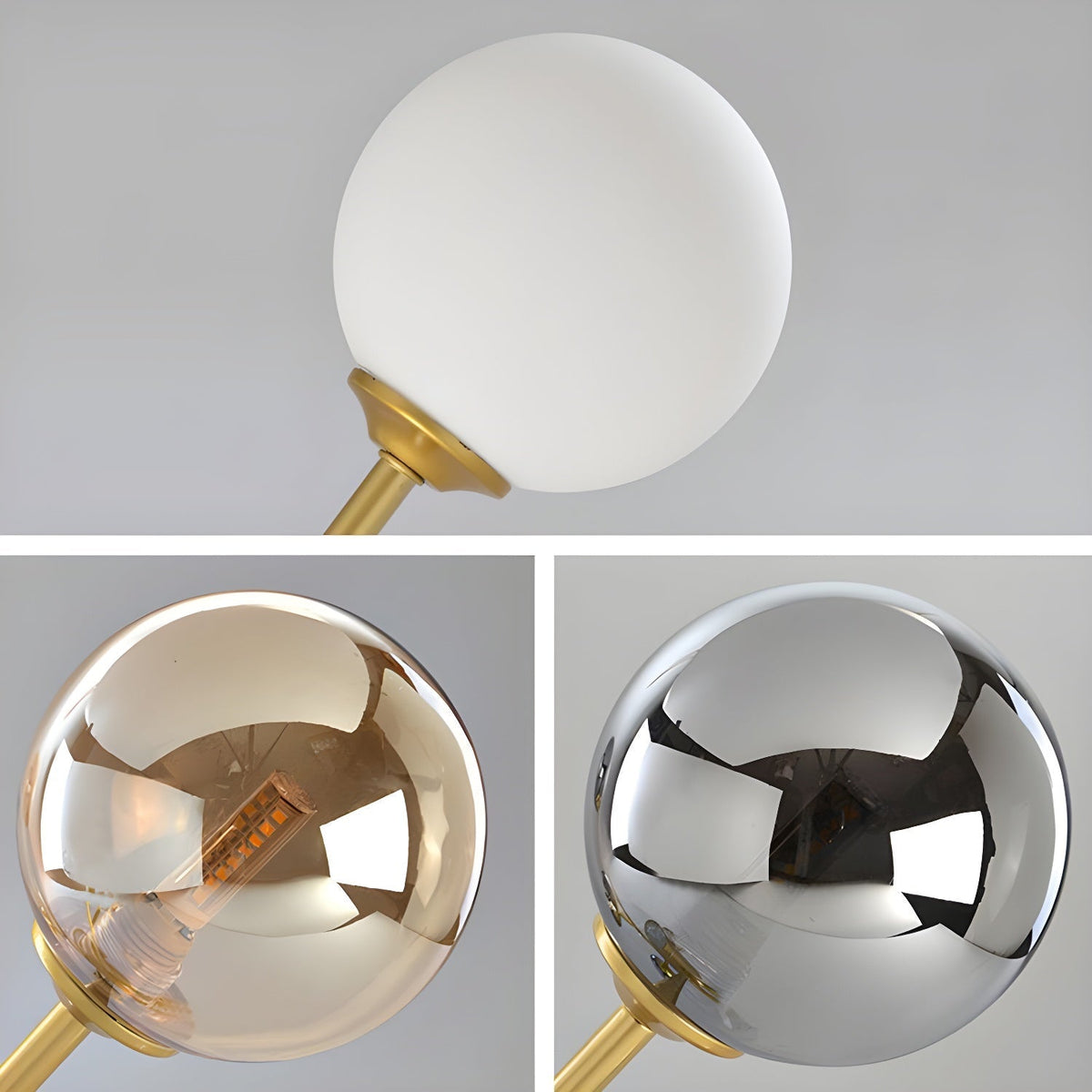 Lioroora Kronleuchter Glas Kugel Gold 12-Light