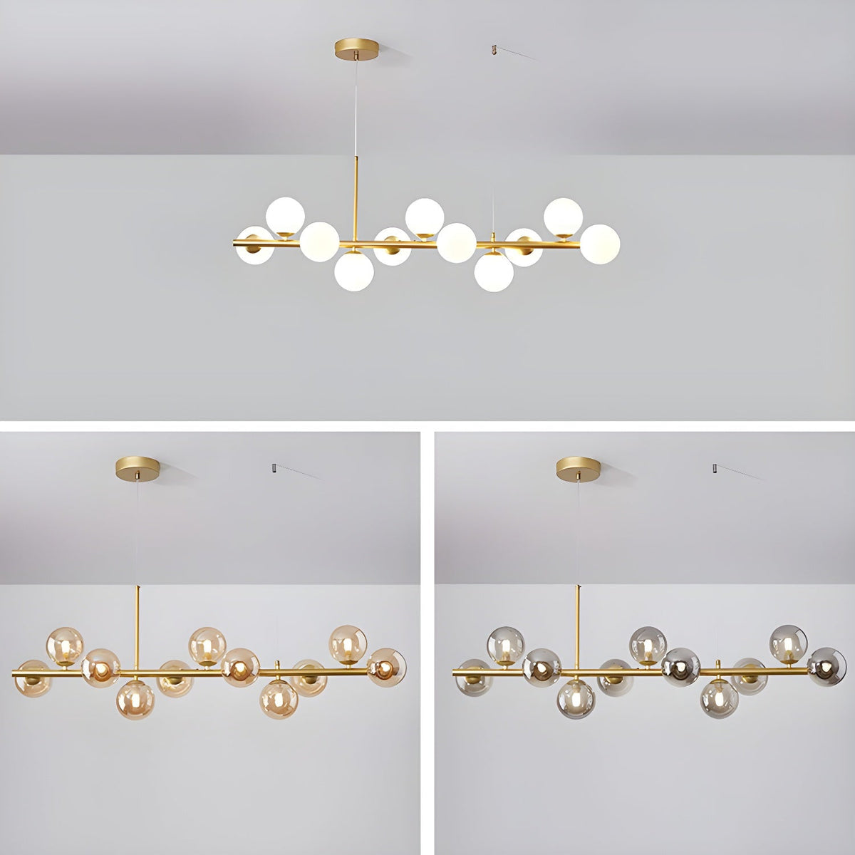 Lioroora Kronleuchter Glas Kugel Gold 12-Light