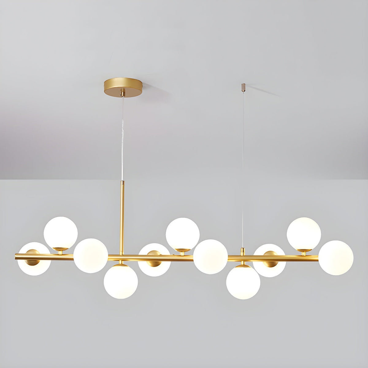 Lioroora Kronleuchter Glas Kugel Gold 12-Light