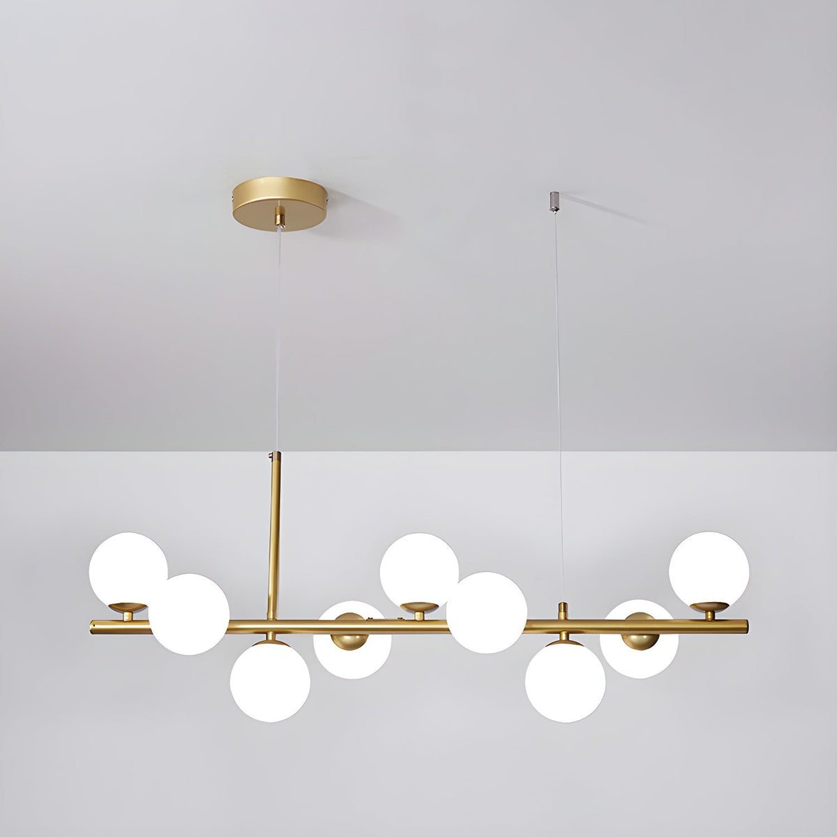 Lioroora Kronleuchter Glas Kugel Gold 12-Light