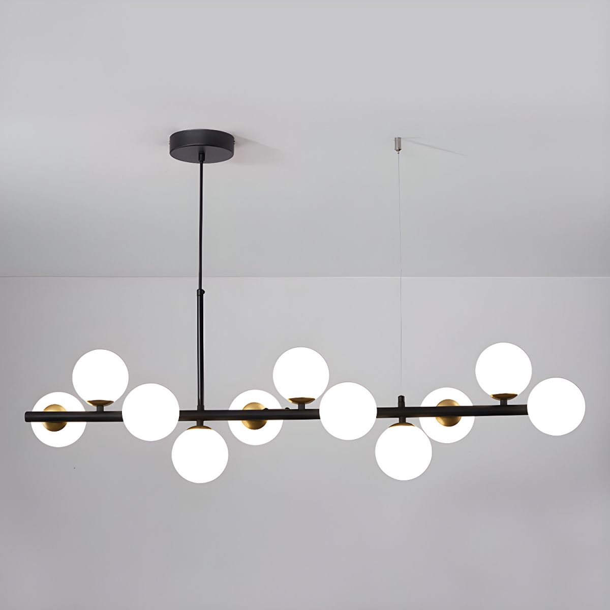 Lioroora Kronleuchter Glas Kugel Gold 12-Light