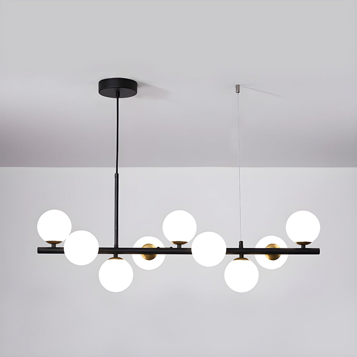 Lioroora Kronleuchter Glas Kugel Gold 12-Light