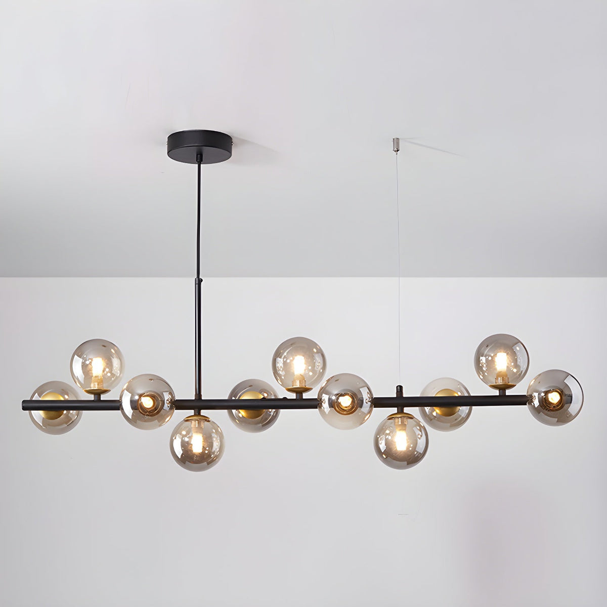Lioroora Kronleuchter Glas Kugel Gold 12-Light