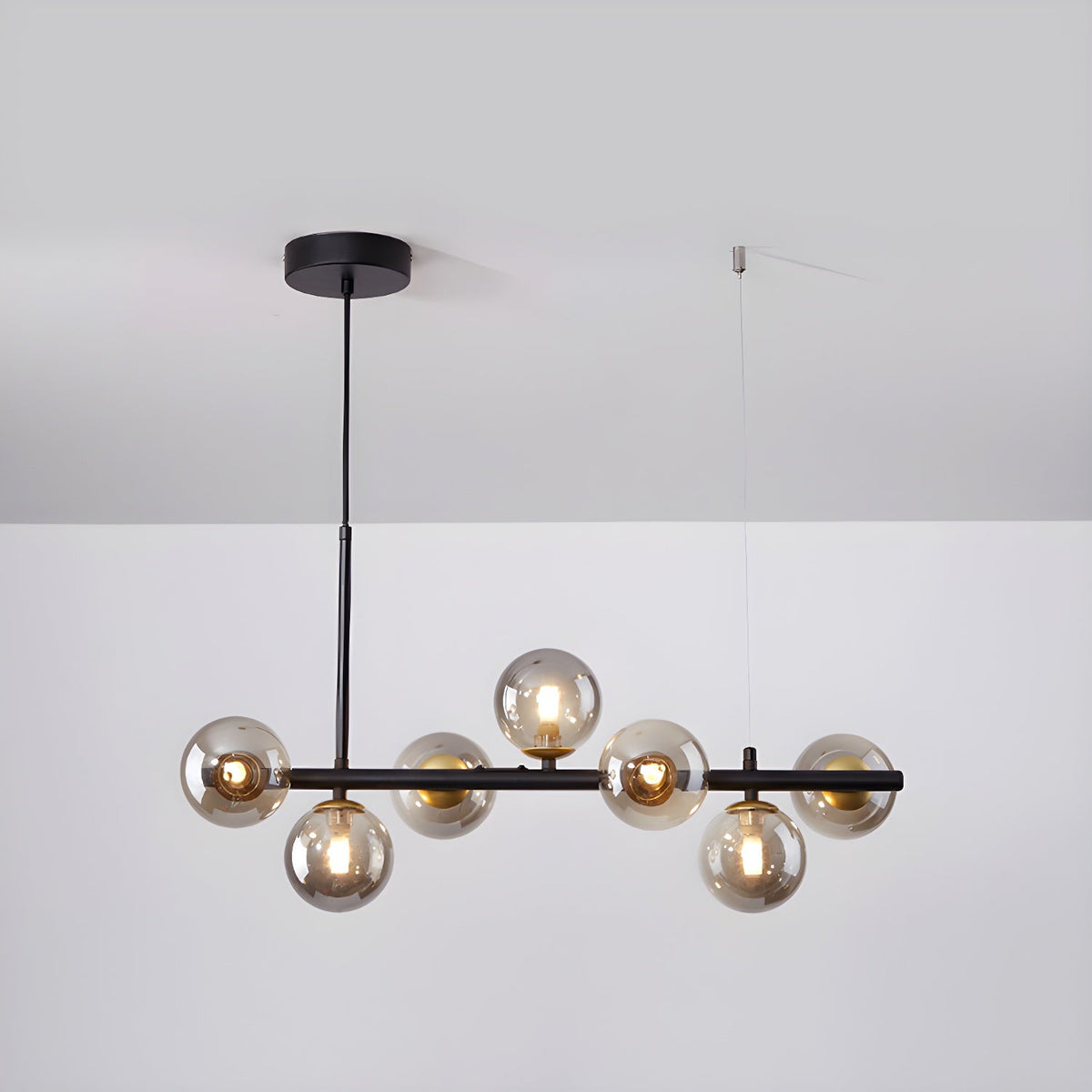 Lioroora Kronleuchter Glas Kugel Gold 12-Light