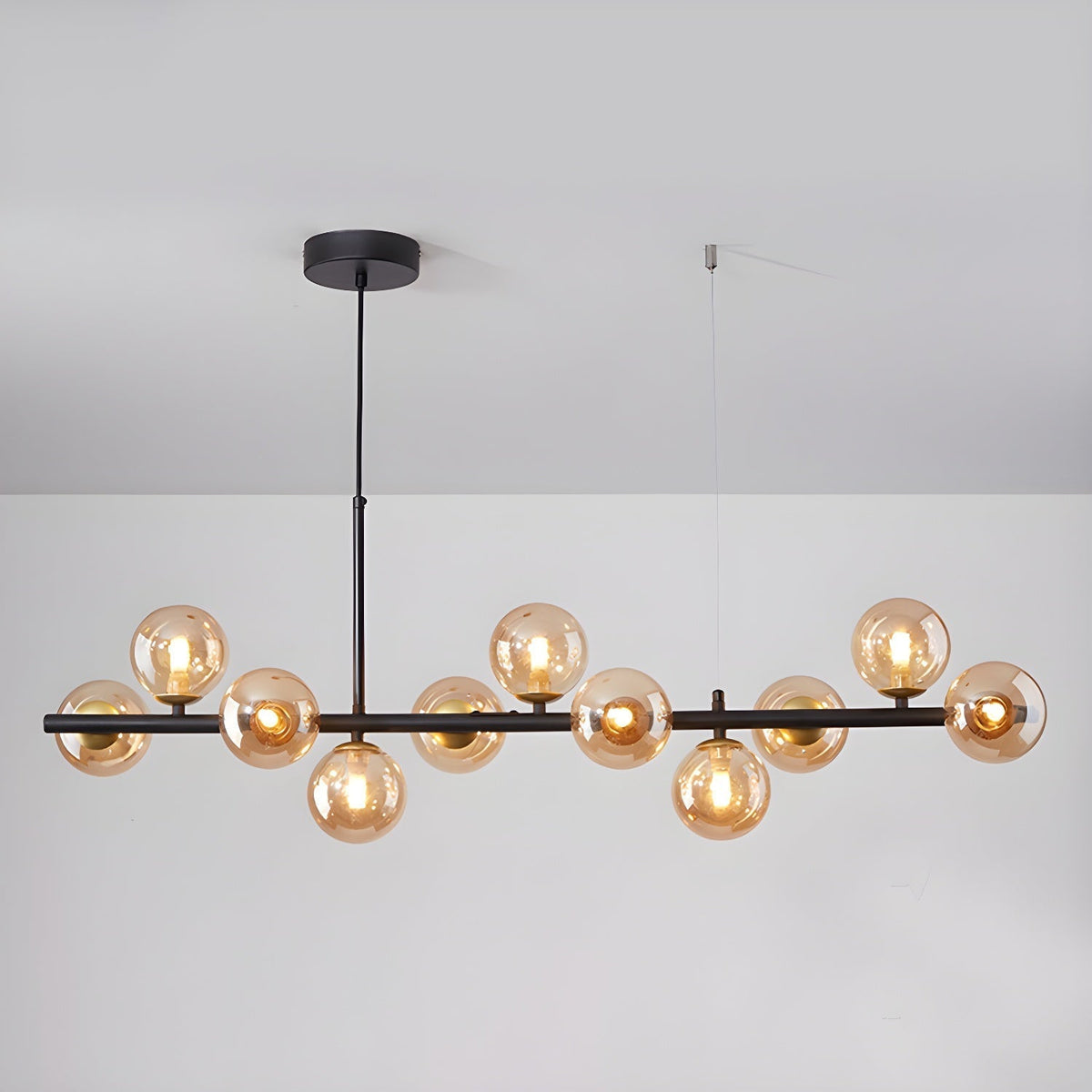 Lioroora Kronleuchter Glas Kugel Gold 12-Light