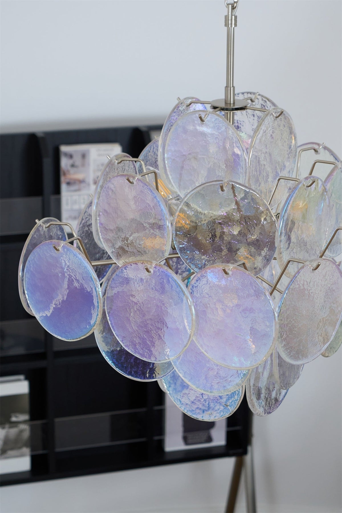 Selerira Kronleuchter irisierendes Murano in Scheibenform mit Schichten | Cielum