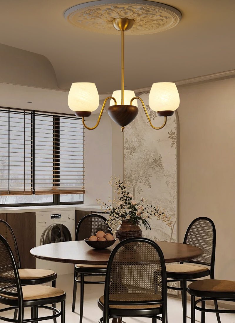 Sytheiel Premium Elegance Kronleuchter aus Holz und Glas