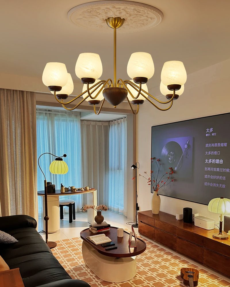 Sytheiel Premium Elegance Kronleuchter aus Holz und Glas