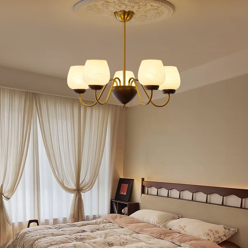 Sytheiel Premium Elegance Kronleuchter aus Holz und Glas