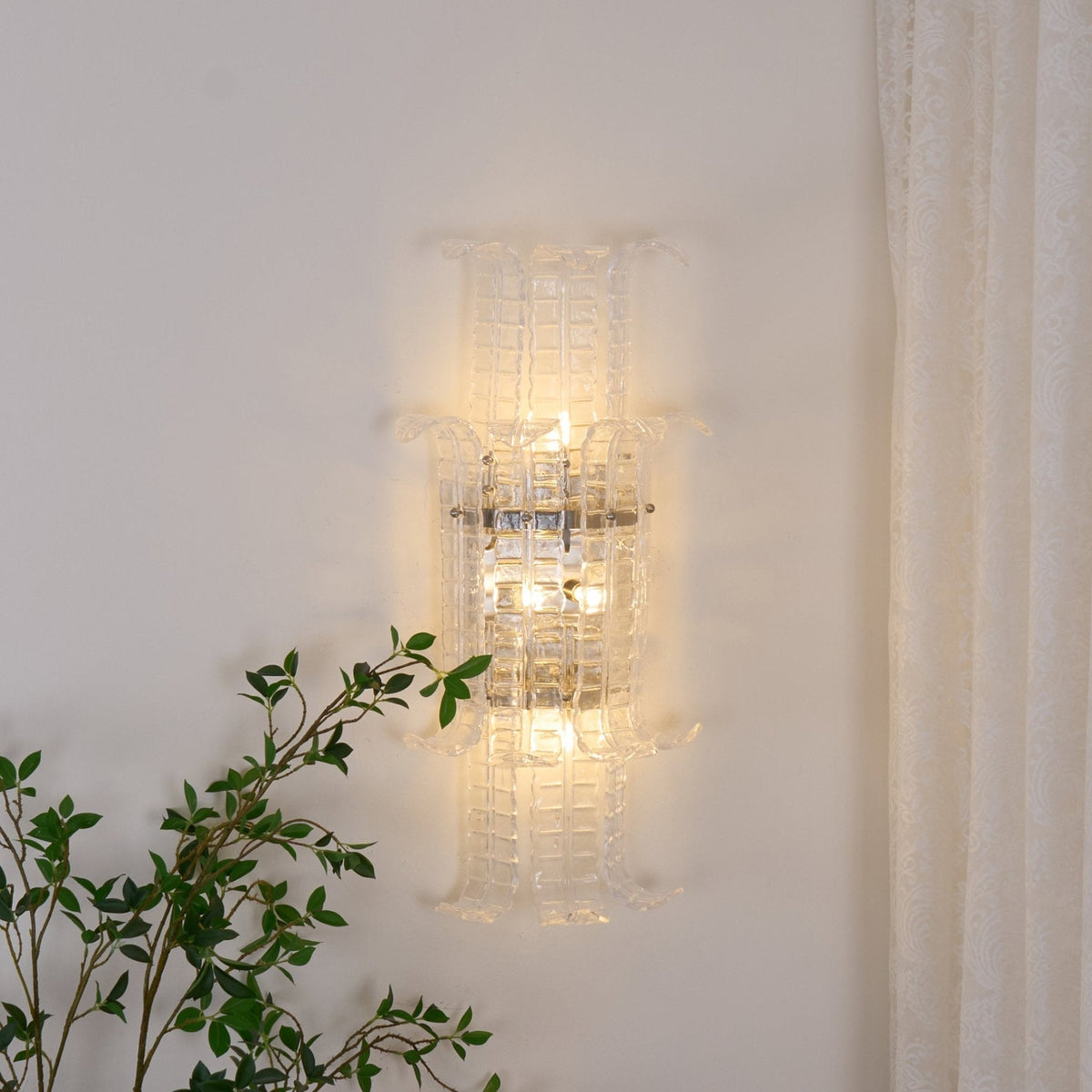 Celearia Wandleuchte Transparent Murano-Glas-Platte Geometrisch