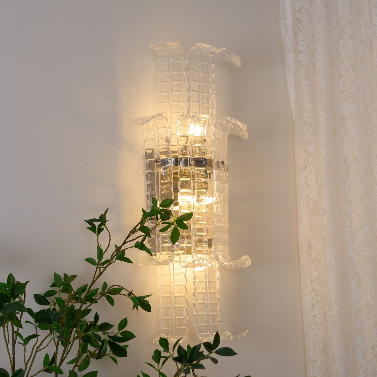 Celearia Wandleuchte Transparent Murano-Glas-Platte Geometrisch