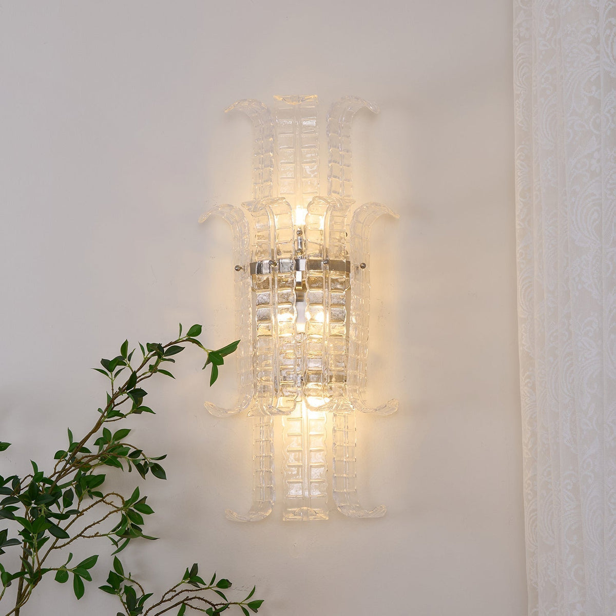 Celearia Wandleuchte Transparent Murano-Glas-Platte Geometrisch