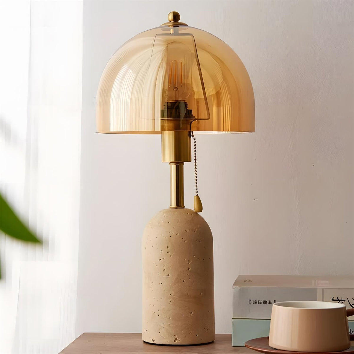 Teriiseria Tischleuchte Beige & Transparent