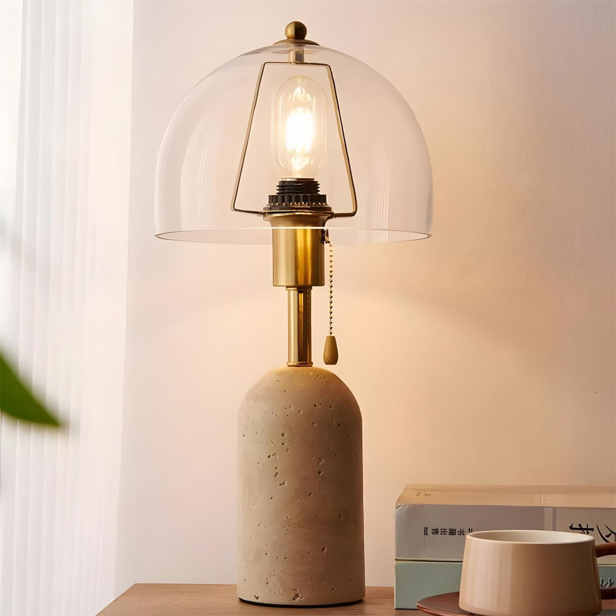 Teriiseria Tischleuchte Beige & Transparent