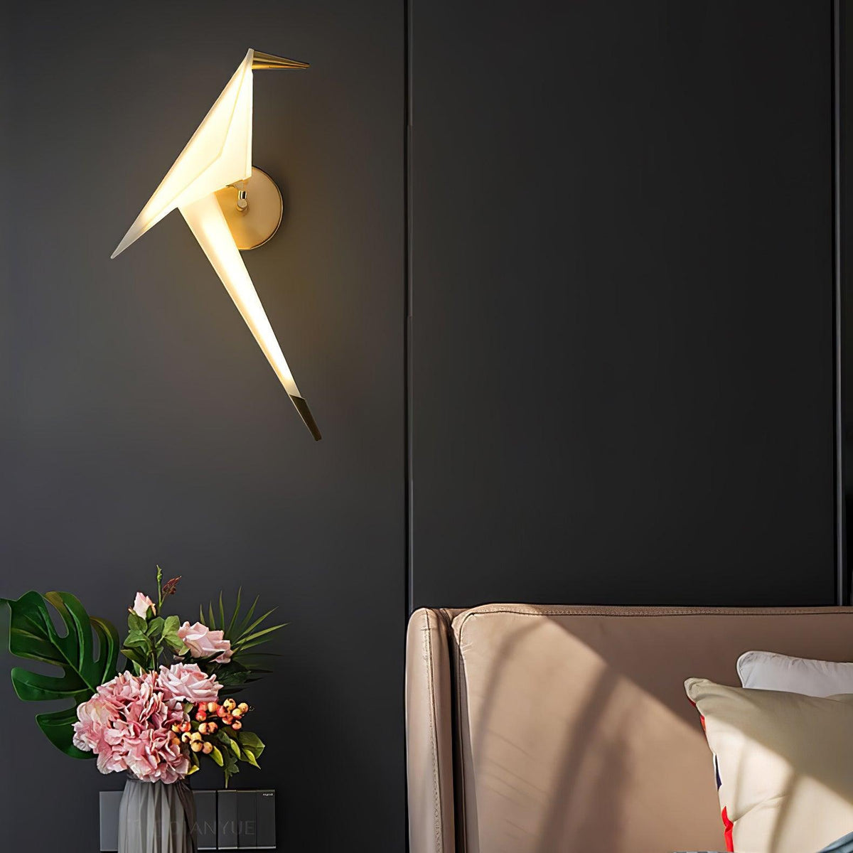 Visileth skandinavische Kunst-Kran-Wandleuchte mit Stecker
