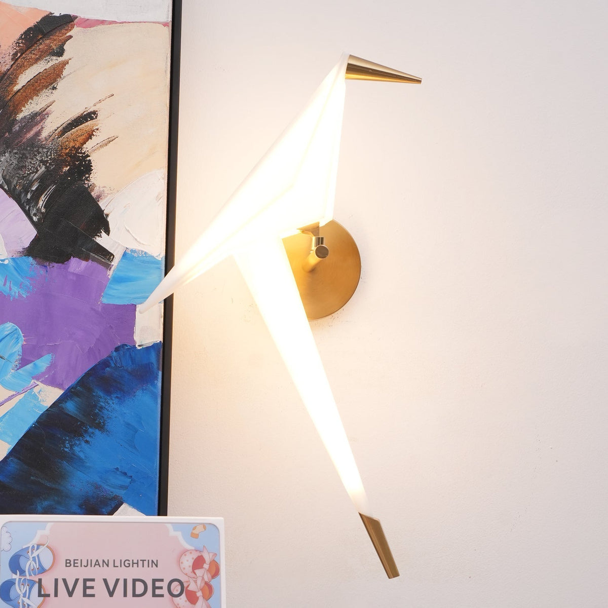 Visileth skandinavische Kunst-Kran-Wandleuchte mit Stecker