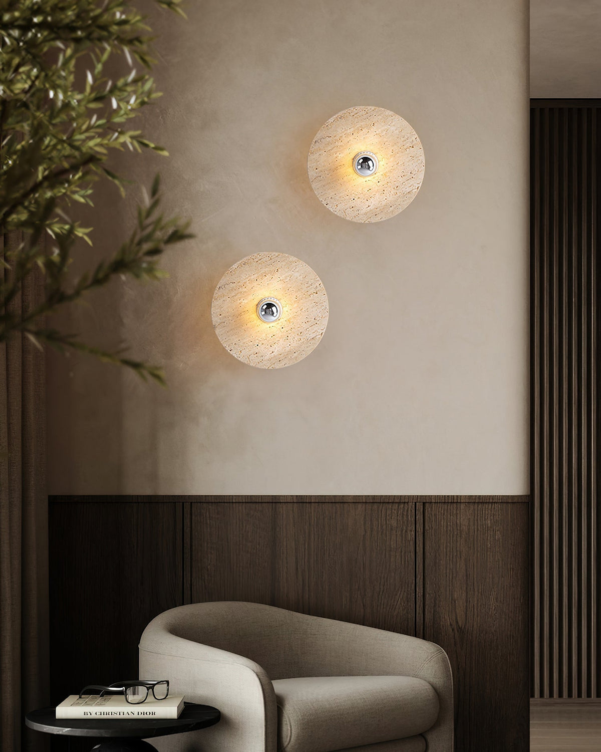 Norarora Travertin flache Deckenleuchte Beige
