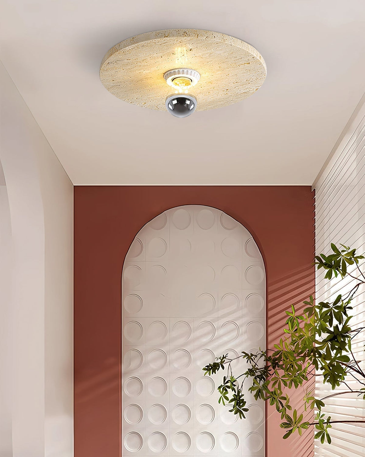 Norarora Travertin flache Deckenleuchte Beige