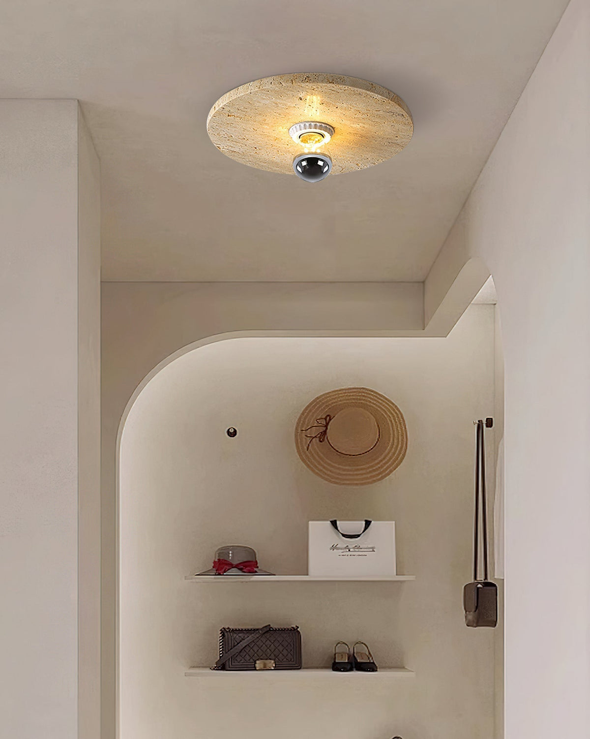 Norarora Travertin flache Deckenleuchte Beige