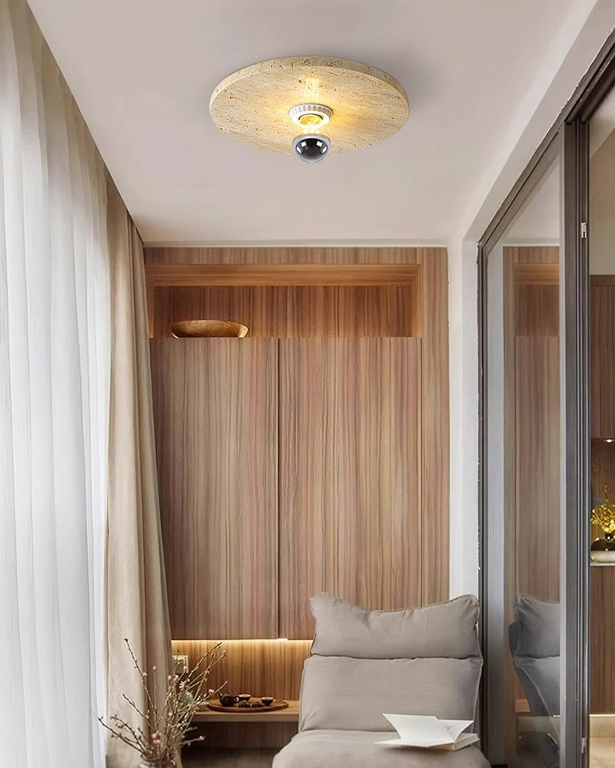 Norarora Travertin flache Deckenleuchte Beige