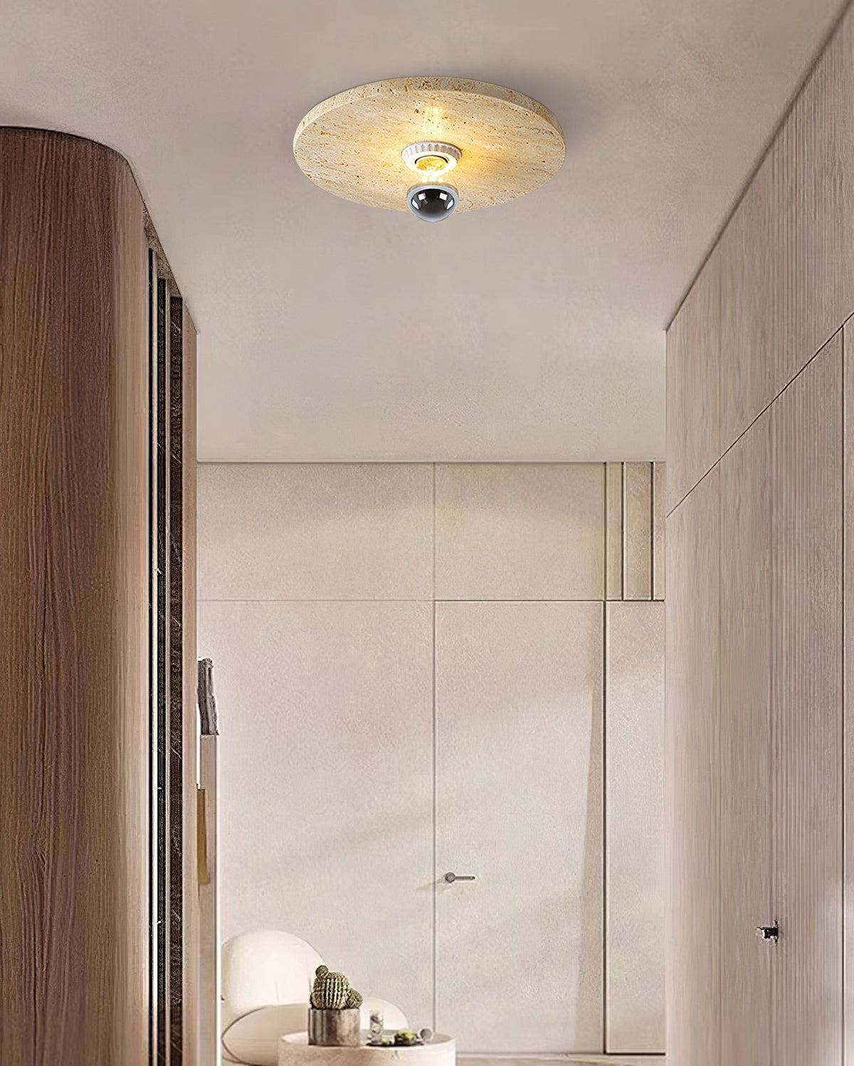 Norarora Travertin flache Deckenleuchte Beige
