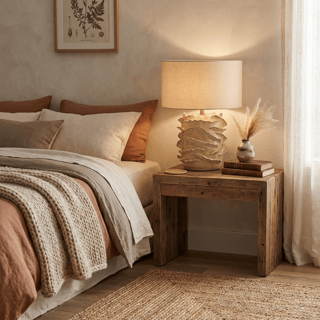 Rosalinde Keramik-Tischleuchte Beige Trommelform Wabi-Sabi Minimalistisch für Wohnzimmer oder Schlafzimmer