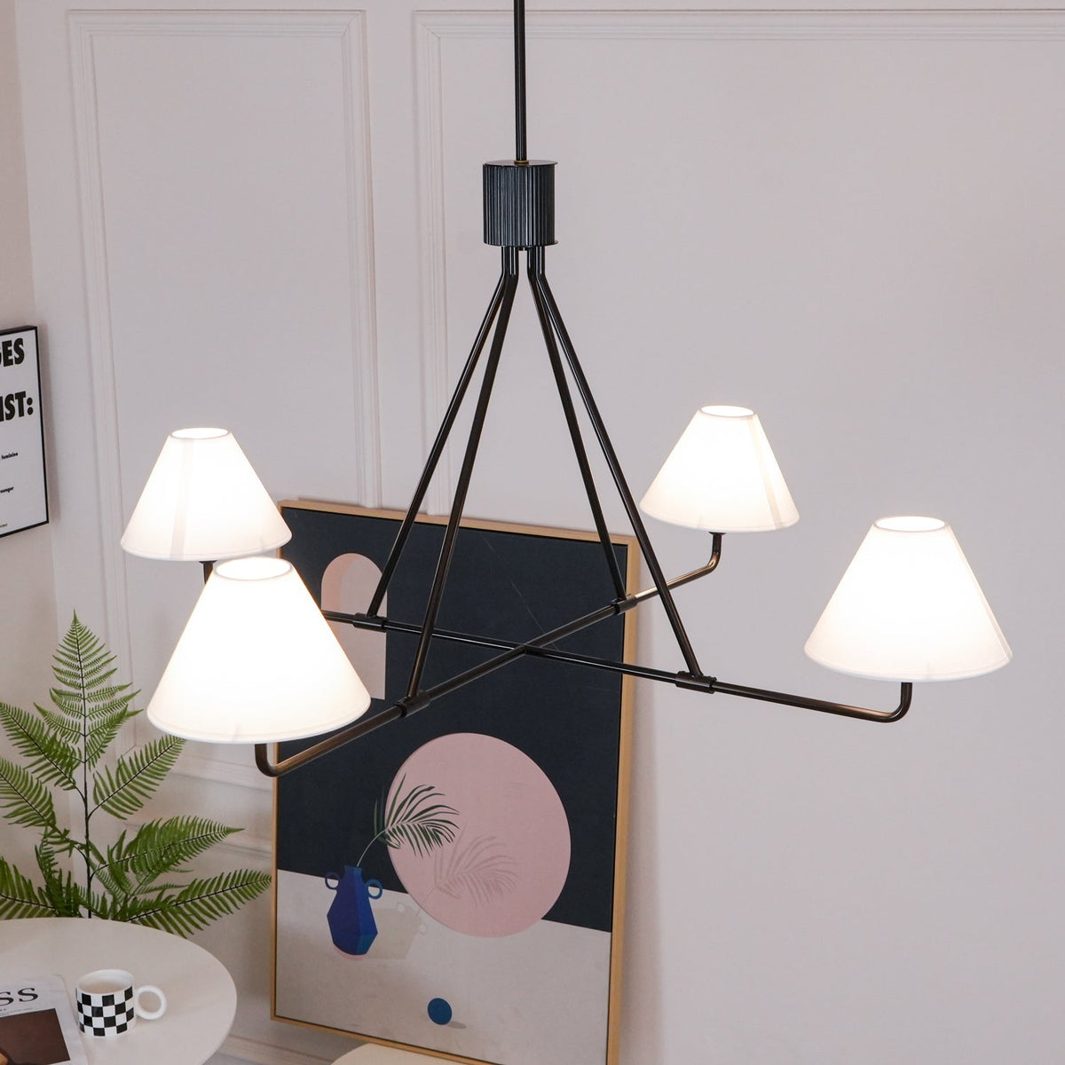 Ornuvyh Vintage Industrial Kronleuchter aus Metall mit Stoff