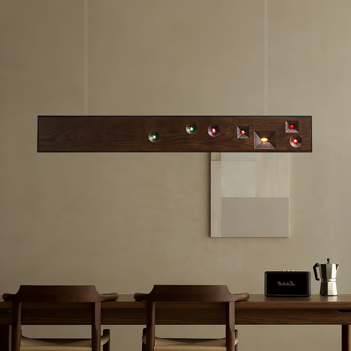 Elvorora Pendelleuchte Holz Linear LED Edelstein
