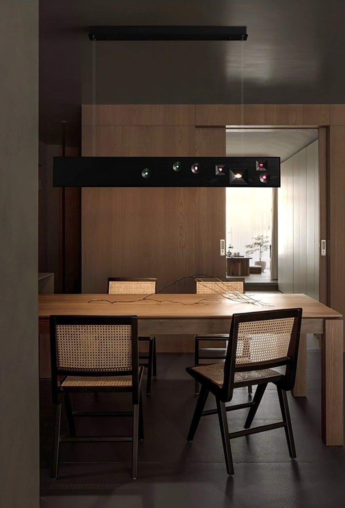 Elvorora Pendelleuchte Holz Linear LED Edelstein