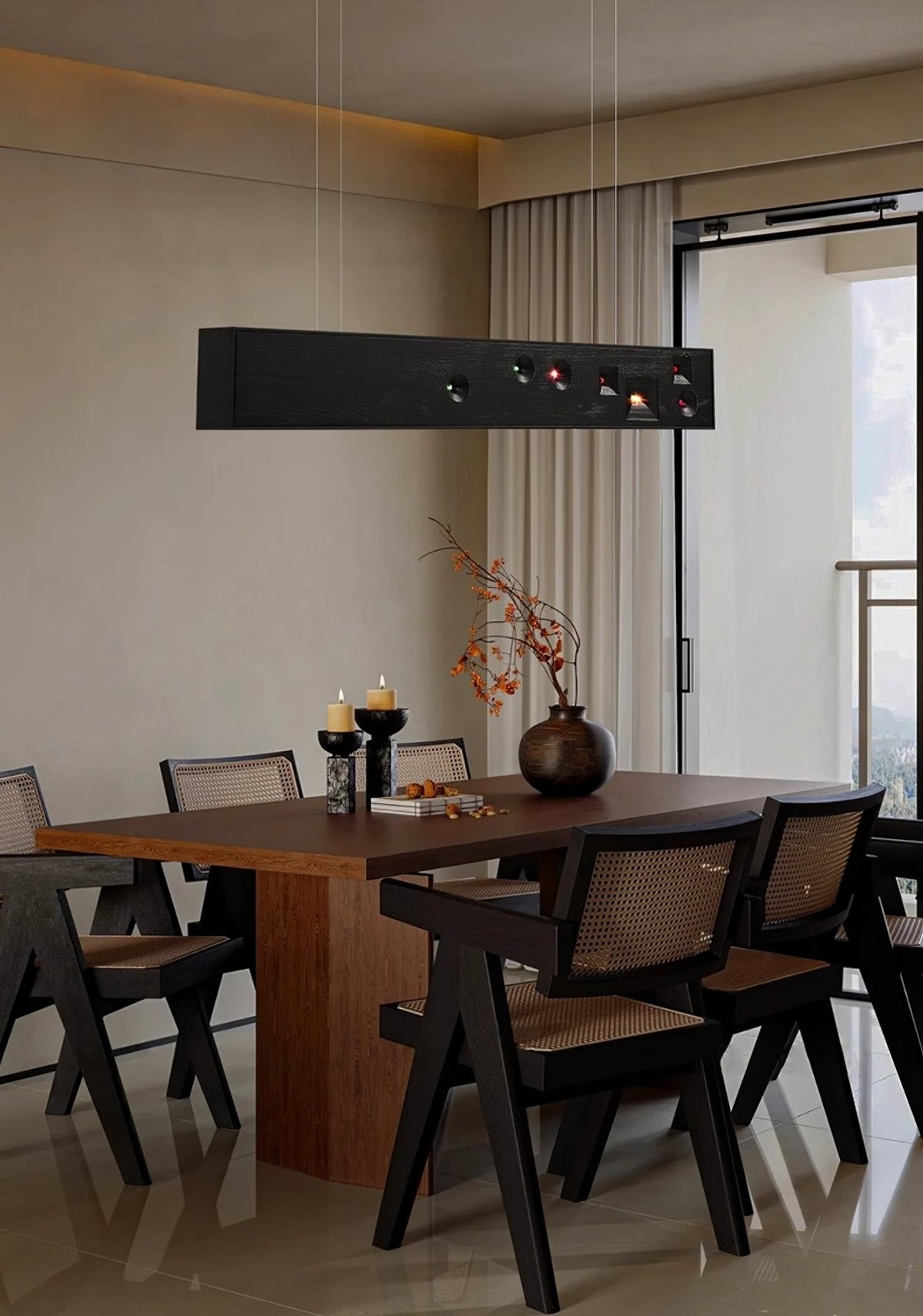 Elvorora Pendelleuchte Holz Linear LED Edelstein
