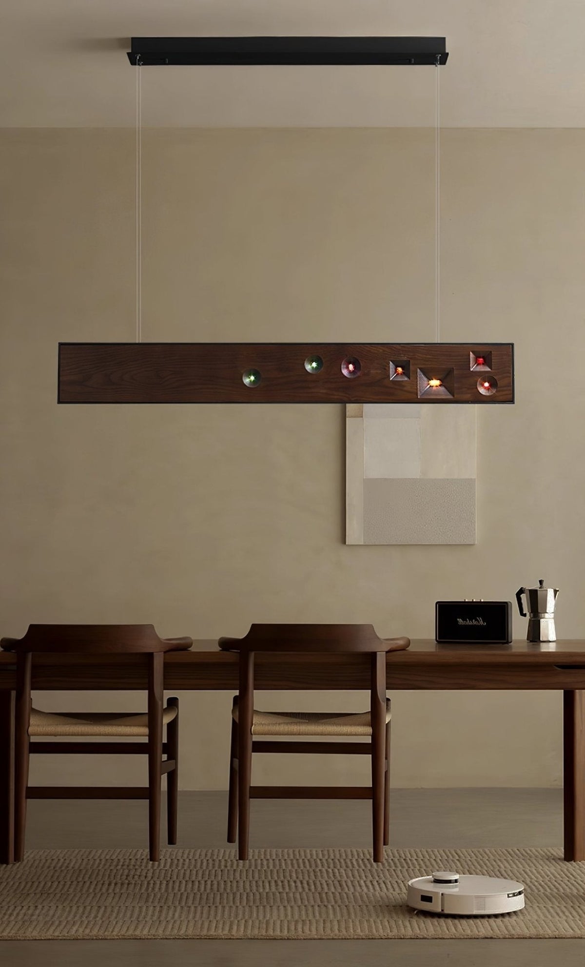Elvorora Pendelleuchte Holz Linear LED Edelstein
