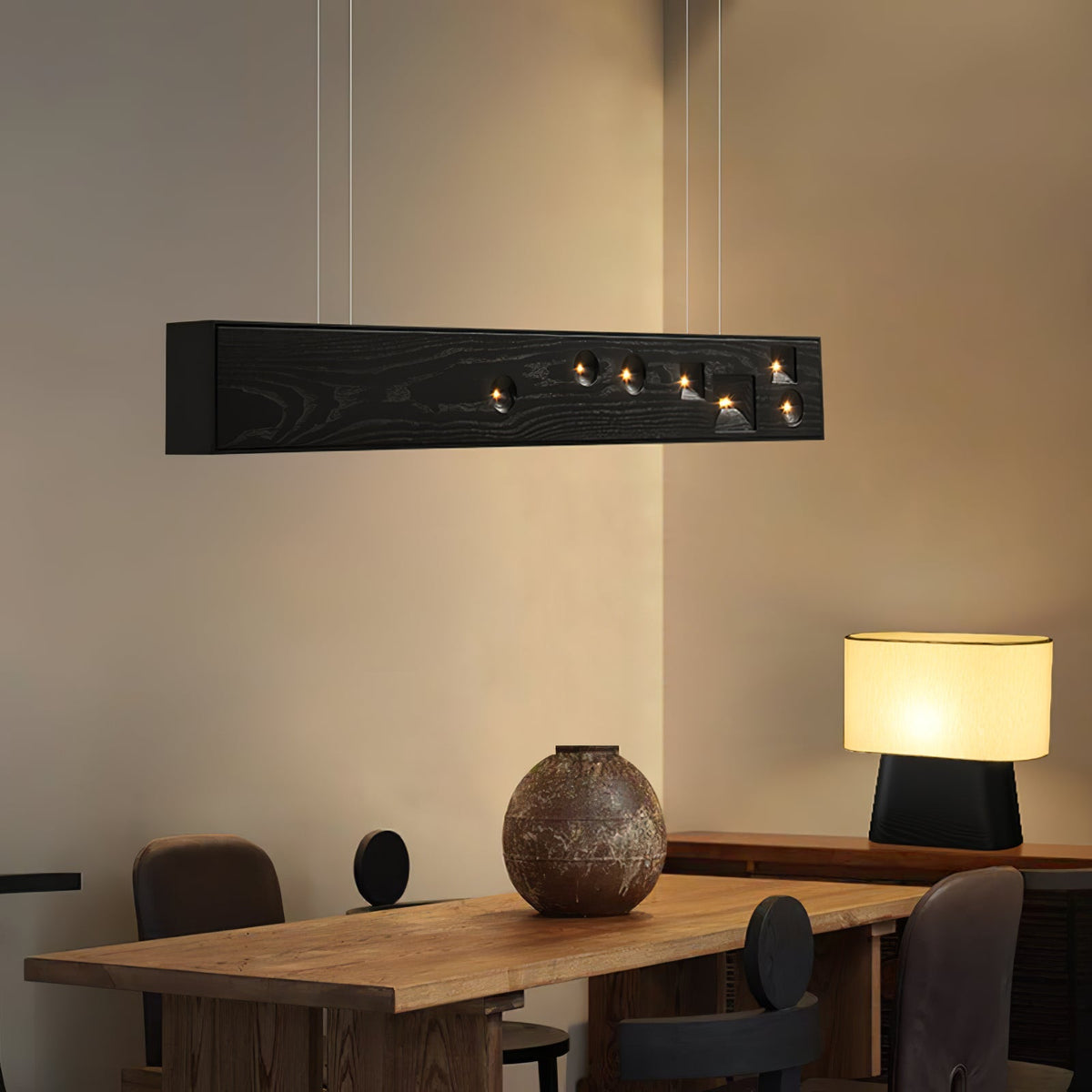 Elvorora Pendelleuchte Holz Linear LED Edelstein