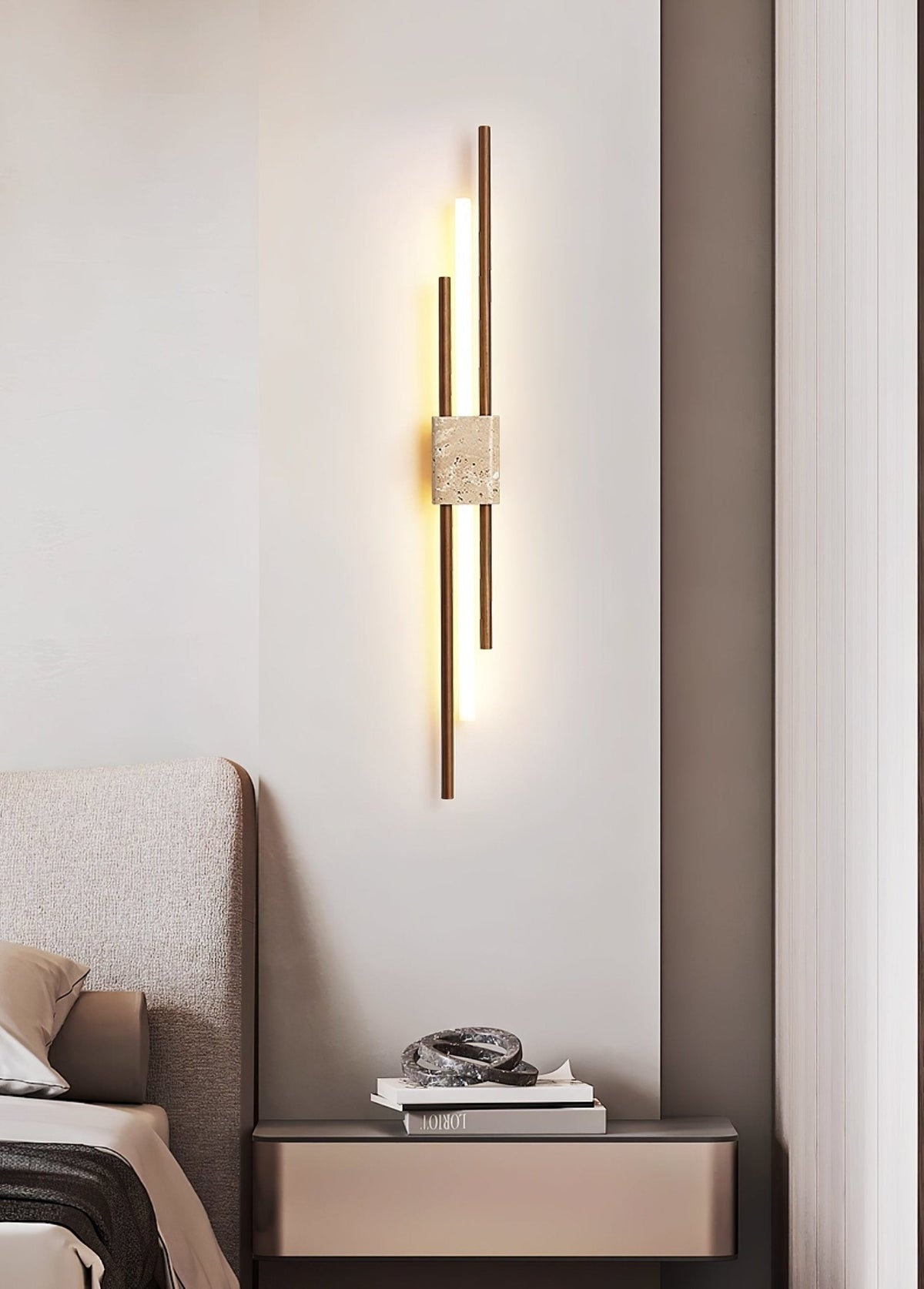 Eden Terra Travertine Wandleuchte aus Walnuss