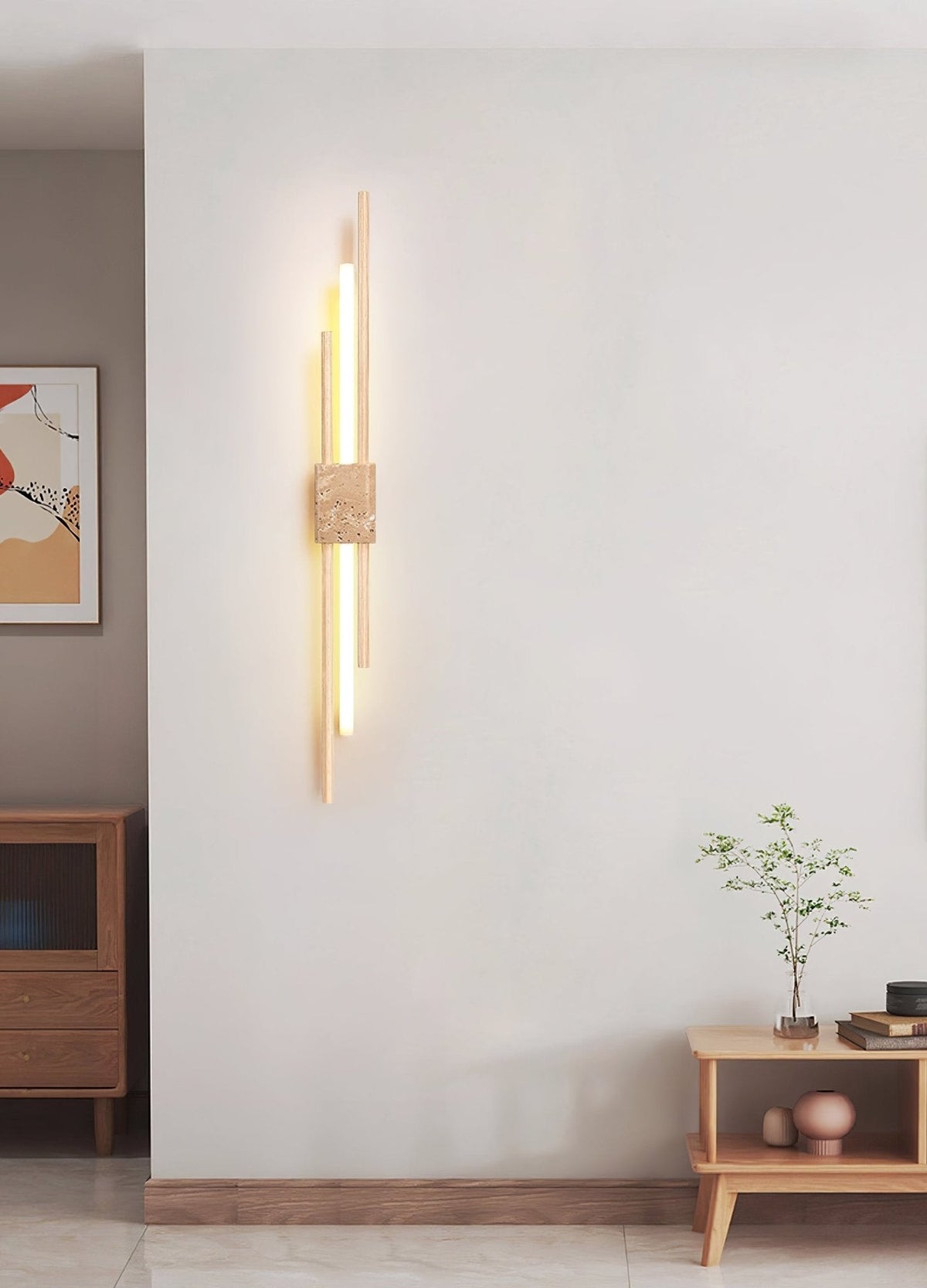 Eden Terra Travertine Wandleuchte aus Walnuss