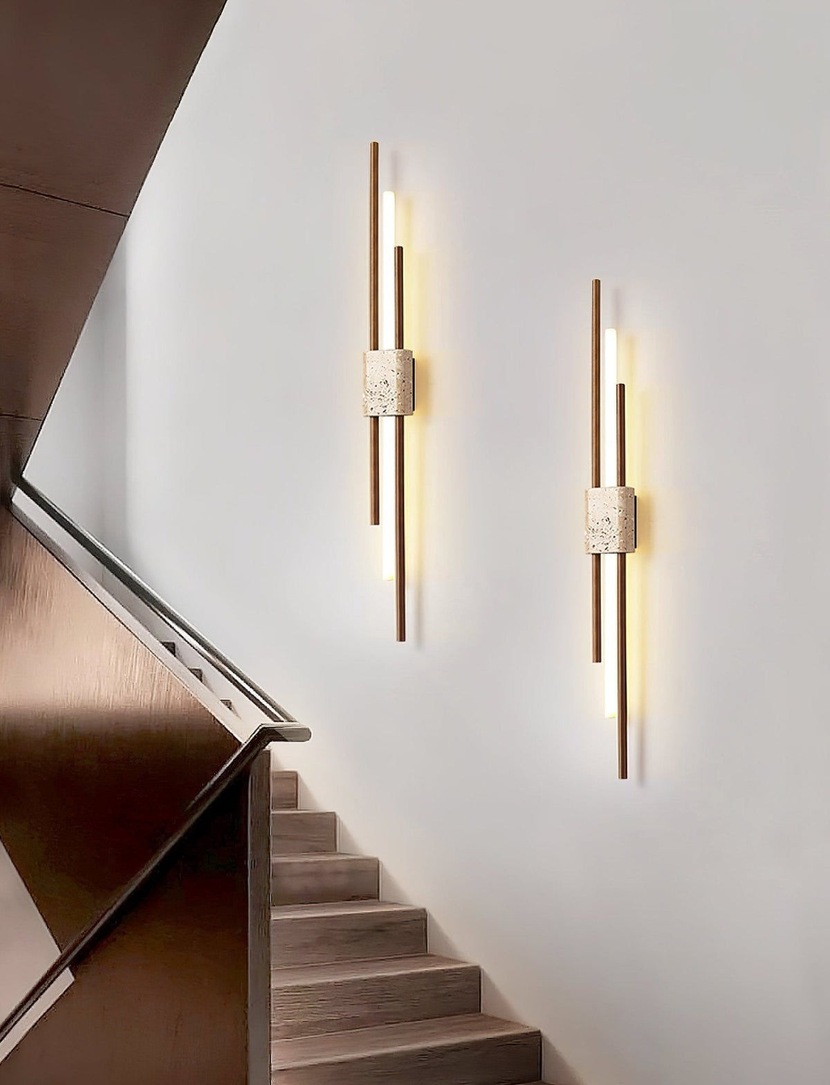 Eden Terra Travertine Wandleuchte aus Walnuss
