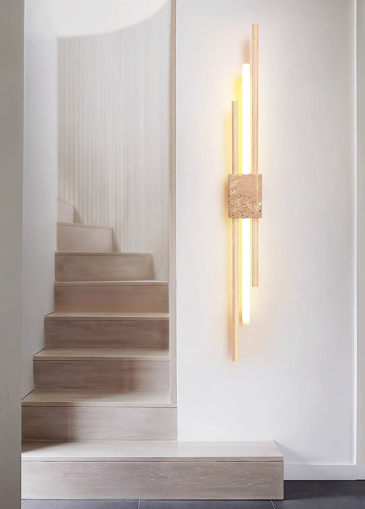 Eden Terra Travertine Wandleuchte aus Walnuss