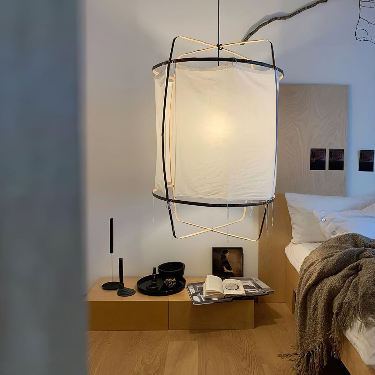 Arioelia Pendelleuchte Bambus-Schirm für Wohnzimmer