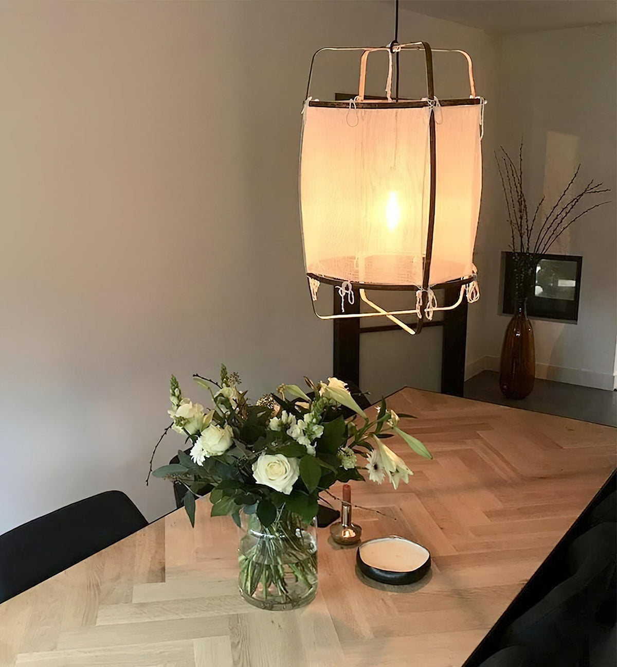 Arioelia Pendelleuchte Bambus-Schirm für Wohnzimmer