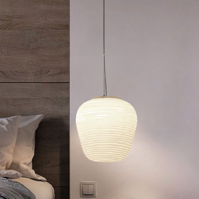 Ritta Designer Einfache LED Pendelleuchte Weiß Schlafzimmer Glas/Metall 3 Größen