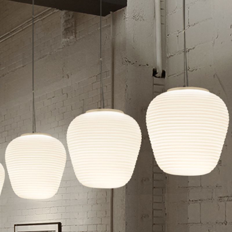 Ritta Designer Einfache LED Pendelleuchte Weiß Schlafzimmer Glas/Metall 3 Größen