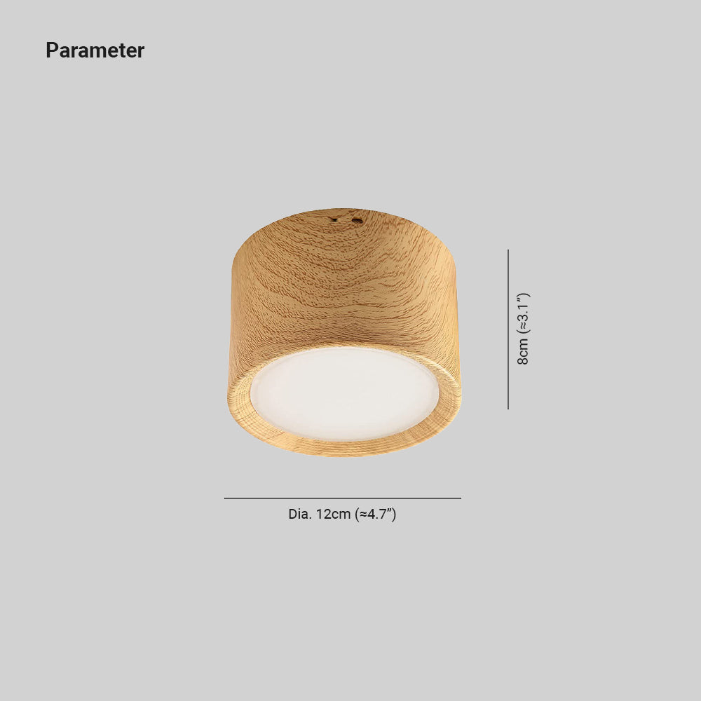 Muto Modern rund bündige Deckenleuchte, Holz/Schwarz, Wohnzimmer