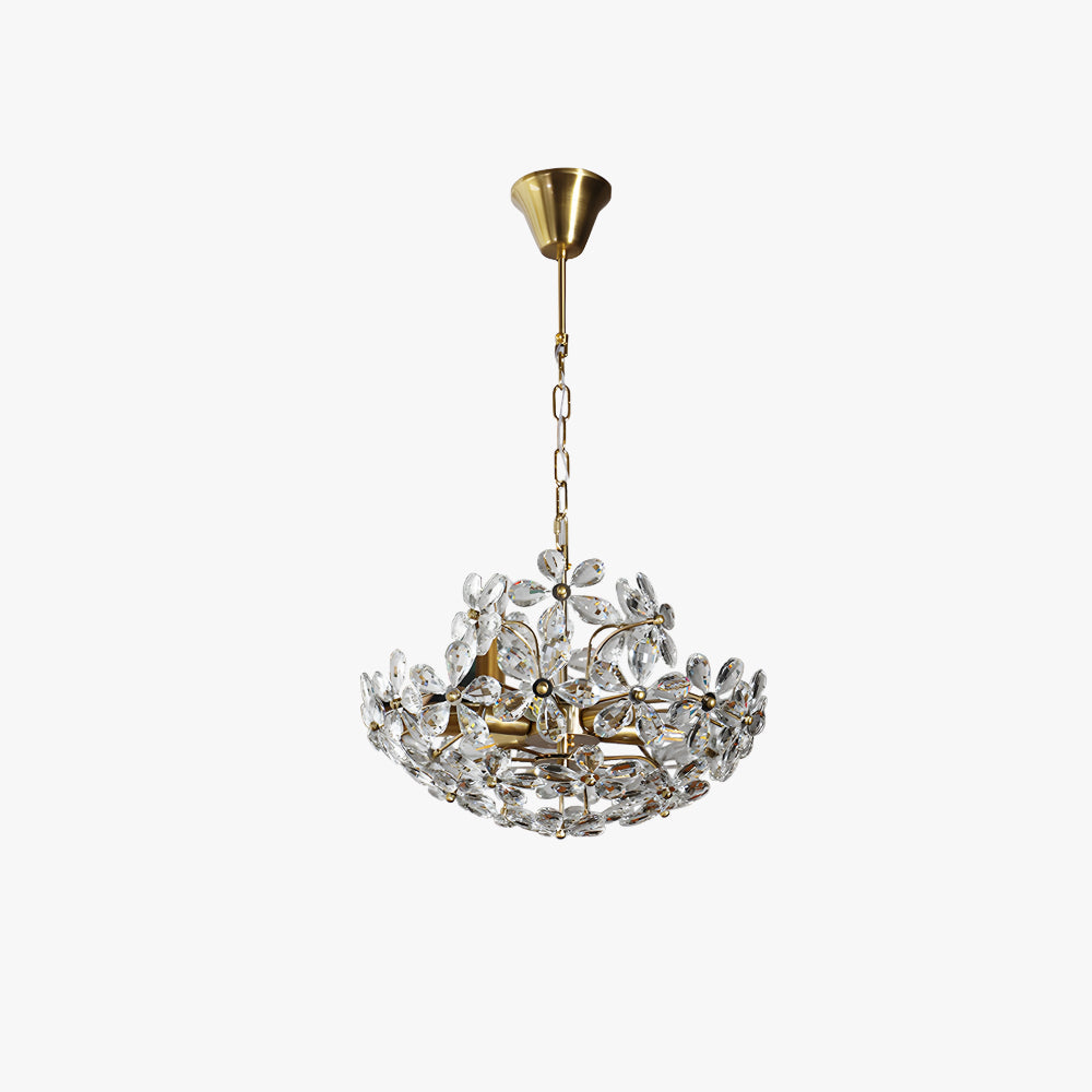 Arisha Retro Vintage Gold Blume Kristall Pendelleuchte Wohnzimmer